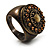 Bronze Tone Amber Coloured Crystal Shield Ring - view 2