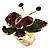 3D Gold Tone Crystal Butterfly Ring (Ruby Red & Dark Green Colours) - view 7