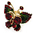 3D Gold Tone Crystal Butterfly Ring (Ruby Red & Dark Green Colours) - view 4