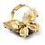 3D Gold Tone Crystal Butterfly Ring (Ruby Red & Dark Green Colours) - view 5