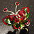 3D Gold Tone Crystal Butterfly Ring (Ruby Red & Dark Green Colours) - view 3