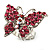 Silver Tone Pink Crystal Butterfly Ring - view 5