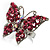Silver Tone Pink Crystal Butterfly Ring - view 2