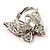 Silver Tone Pink Crystal Butterfly Ring - view 6