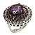Amethyst CZ Statement Cocktail Ring (Silver Tone) - view 4