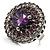 Amethyst CZ Statement Cocktail Ring (Silver Tone) - view 6