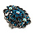 Vintage Diamante Cocktail Ring (Antique Silver Dark Turquoise Colour) - view 2