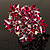 Large Magenta Crystal Flower Cocktail Ring (Silver Tone) - view 3