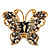 Large Ash Grey Enamel Butterfly Ring (Gold Tone) - view 6