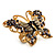 Large Ash Grey Enamel Butterfly Ring (Gold Tone) - view 8