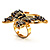 Large Ash Grey Enamel Butterfly Ring (Gold Tone) - view 3