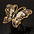 Large Ash Grey Enamel Butterfly Ring (Gold Tone) - view 9
