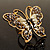 Large Ash Grey Enamel Butterfly Ring (Gold Tone) - view 7