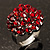 3D Crystal Dome Cocktail Ring (Silver & Burgundy Red) - view 4