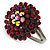 Ruby Red Coloured Crystal Cocktail Ring (Black Tone) - view 2