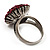 Ruby Red Coloured Crystal Cocktail Ring (Black Tone) - view 6