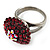 Ruby Red Coloured Crystal Cocktail Ring (Black Tone) - view 7