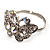 Tiny Crystal Butterfly Ring (Silver Tone) - view 5