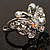 Tiny Crystal Butterfly Ring (Silver Tone) - view 7