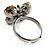 Small Olive Green Crystal Butterfly Ring (Black Tone) - view 5