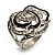 Open Crystal Rose Fashion Ring (Rhodium Plated Finish) - view 3