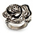 Open Crystal Rose Fashion Ring (Rhodium Plated Finish) - view 5