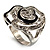 Open Crystal Rose Fashion Ring (Rhodium Plated Finish) - view 7