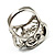 Open Crystal Rose Fashion Ring (Rhodium Plated Finish) - view 9