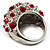 Gemset Domed Pave Cocktail Ring (Silver Tone & Red, Clear) - view 6