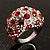 Gemset Domed Pave Cocktail Ring (Silver Tone & Red, Clear) - view 9