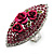 Oval Crystal Rose Cocktail Ring (Silver Tone) - view 8