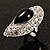 Oval Black Crystal Cocktail Ring (Rhodium Plated) - view 9