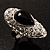 Oval Black Crystal Cocktail Ring (Rhodium Plated) - view 10