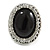 Black Resin Bead Oval Ring (Silver Tone) - view 2