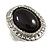 Black Resin Bead Oval Ring (Silver Tone) - view 3