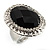 Black Resin Bead Oval Ring (Silver Tone) - view 10