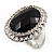 Black Resin Bead Oval Ring (Silver Tone) - view 7