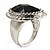 Black Resin Bead Oval Ring (Silver Tone) - view 11