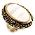 Antique Gold Shell Crystal Chunky Ring - view 5