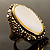 Antique Gold Shell Crystal Chunky Ring - view 3