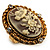Vintage Floral Crystal Cameo Ring (Burnished Gold) - view 5