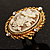Vintage Floral Crystal Cameo Ring (Burnished Gold) - view 2