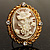 Vintage Floral Crystal Cameo Ring (Burnished Gold) - view 7