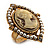 Vintage Filigree Simulated Pearl Cameo Ring (Gold Tone) - view 2