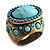 Sky Blue Beaded Dome Shape Bronze Tone Ring - view 6