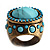Sky Blue Beaded Dome Shape Bronze Tone Ring - view 7
