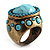 Sky Blue Beaded Dome Shape Bronze Tone Ring - view 8
