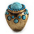 Sky Blue Beaded Dome Shape Bronze Tone Ring - view 9