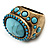 Sky Blue Beaded Dome Shape Bronze Tone Ring - view 2
