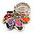 Silver Tone Charm Crystal Heart Stretch Ring (Enamel, Multicoloured) - view 4